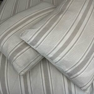 Hearth & Hand White and Grey Striped Duvet Cover and Shams